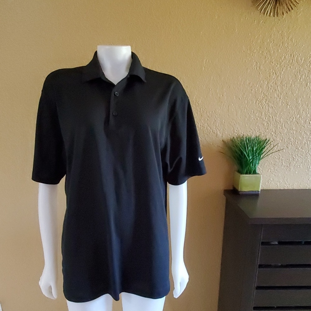 Nike Golf man polo shirt sz L black Dri Fit